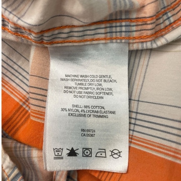 Columbia Omni-wick Short Sleeve Plaid Shirt Orange XL Mens Advanced Evaporation - Picture 6 of 10